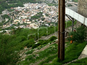View down the cliff onto Lourdes